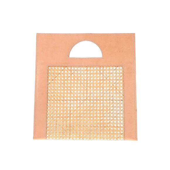Glad & Young leather Rattan cane Clutch handbag